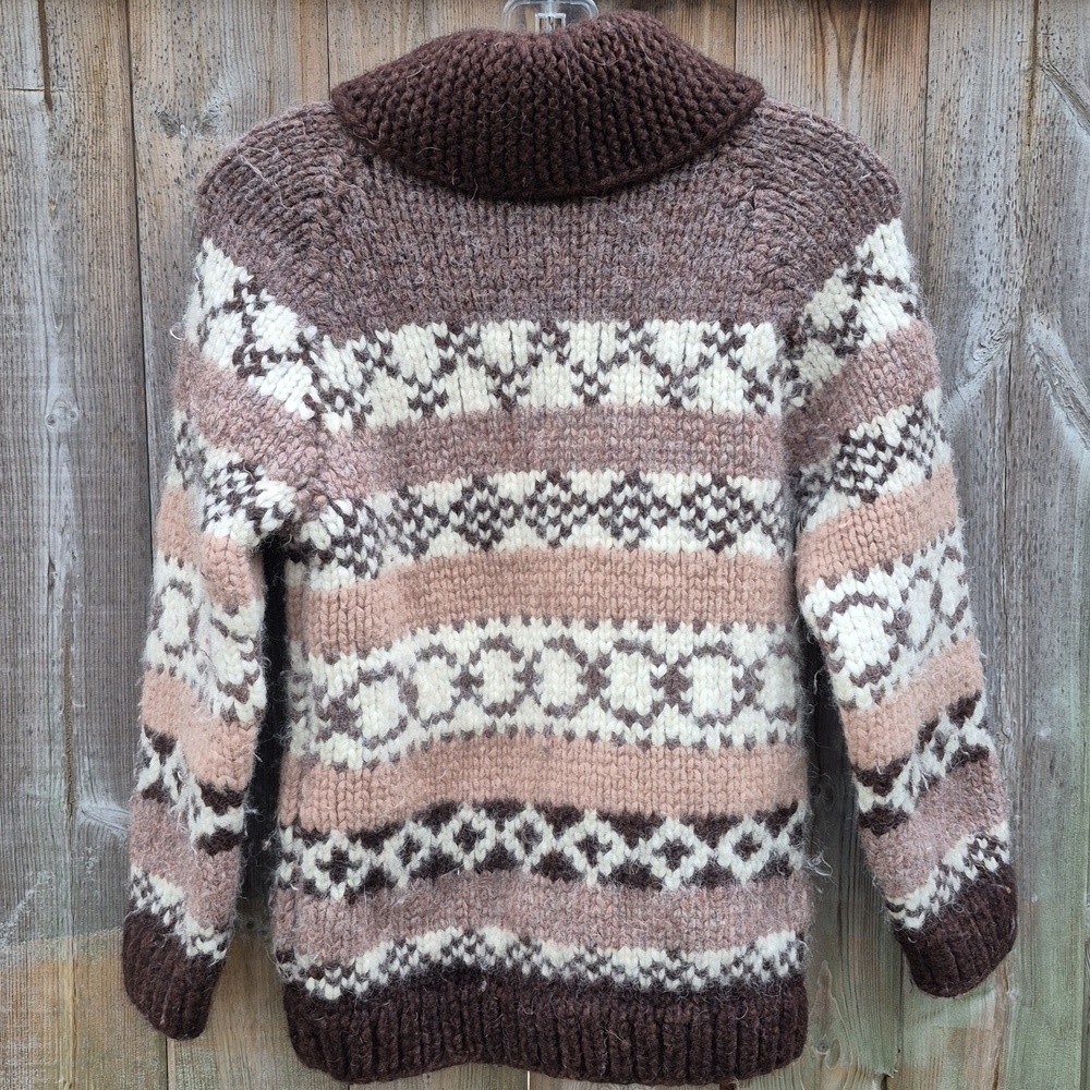 Vintage Cowichan Cardigan Sweater Thick Warm Wool - Picture 10 of 17